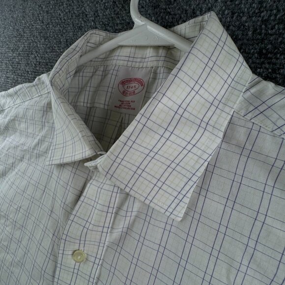 Brooks Brothers Green Purple Button Up Shirt Men Cotton 17 34/35 Traditional Fit - Picture 10 of 13